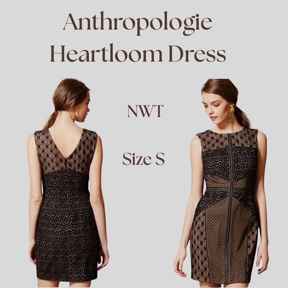Anthropologie Heartloom Black Lace Sheath Dress - NWT - Size Small
